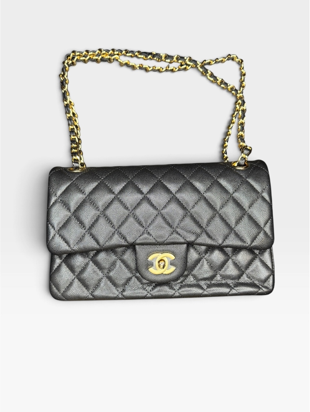 Chanel black quilted flap shoulder bag